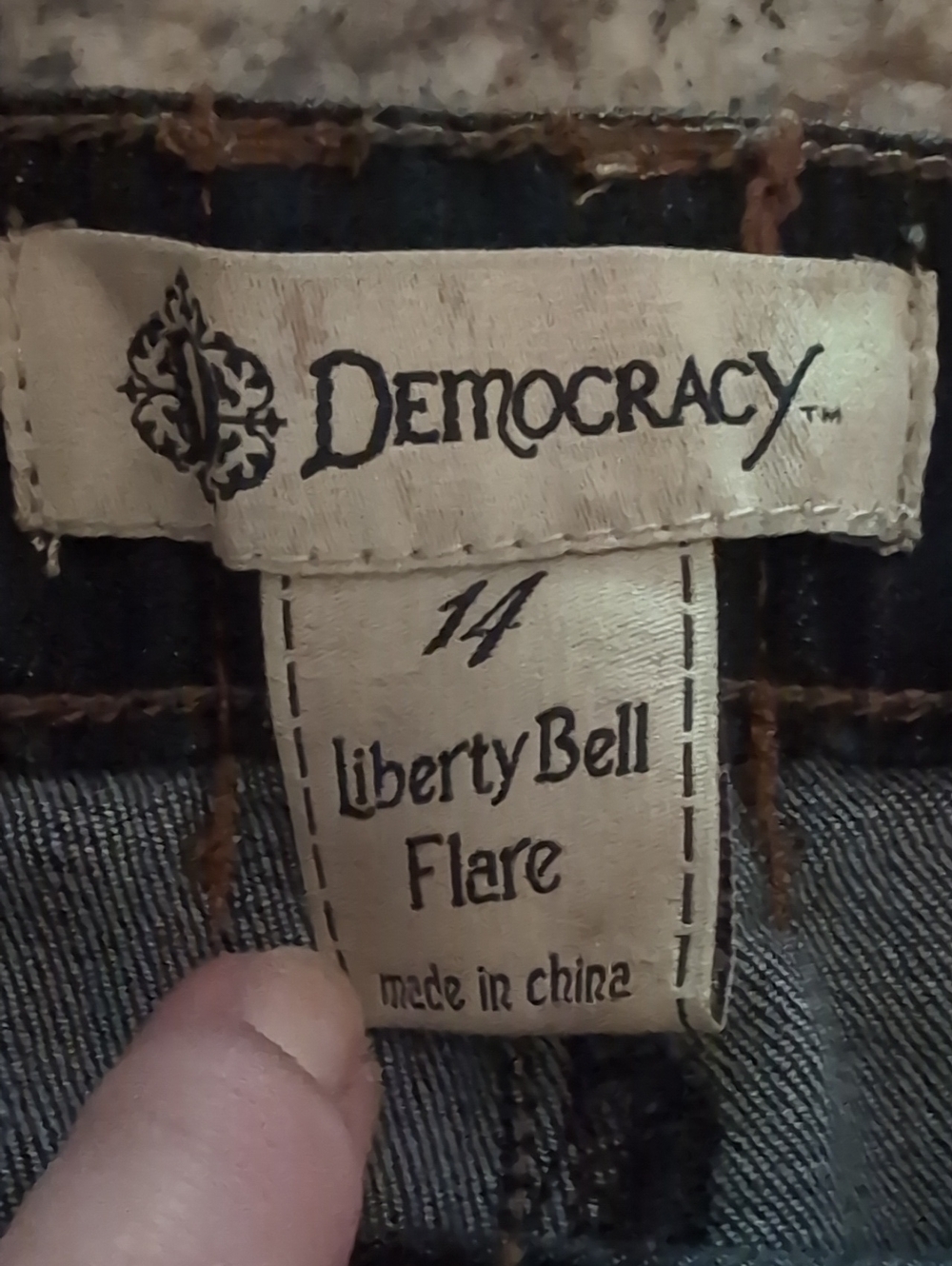 Sz 14 NWOT Democracy Liberty Bell Flare Dark Blue Jeans - Picture 6 of 7